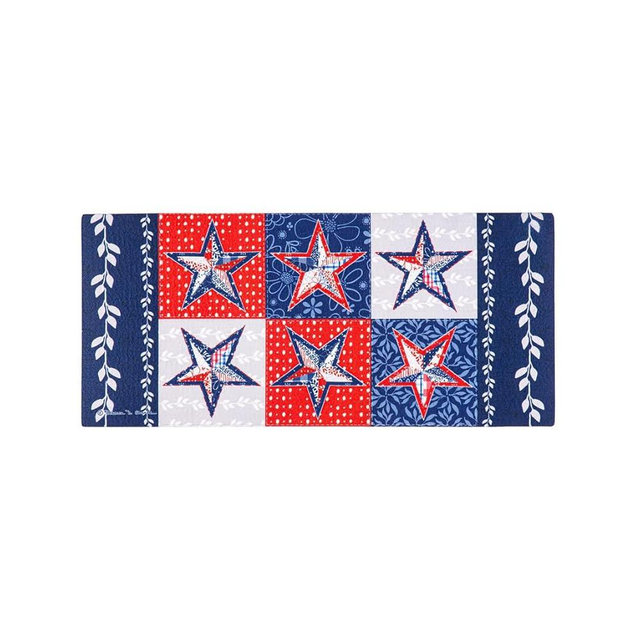 Evergreen Red, White, and Blue Stars Patriotic Sassafras Switch Mat Inserts, Interchangeable Front Door Mat Outdoor Entrance, Indoor Door Mats for Entryway, 22" x 10" Sassafras Doormat for 4th of July