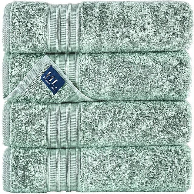 Hammam Linen Green Bath Towels 4-Pack - 27x54 Soft and Absorbent, Premium Quality Perfect for Daily Use 100% Cotton Towel
