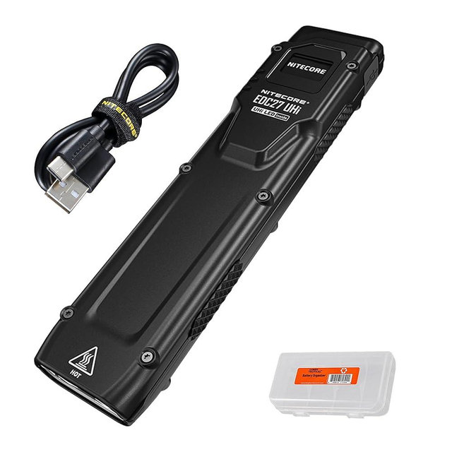 Nitecore EDC27 UHi 3100 lumens Flat EDC Flashlight, USB-C Rechargeable, High Lumen Slim with Digital Display and LumenTac Case