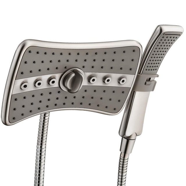 Bright Showers Dual Shower Head Set with 60" Hose and Handheld Rain Spray, Brushed Nickel