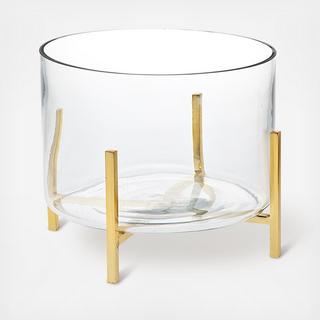 Gold Rectangular Sticks & Glass Salad Bowl