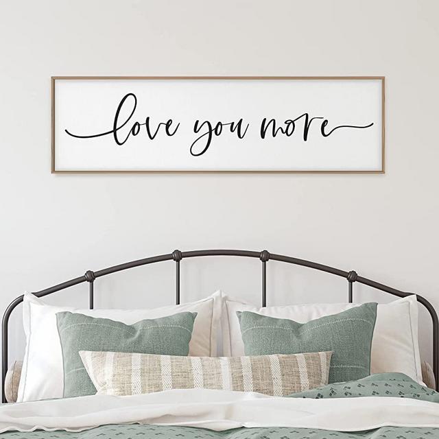 GraceView Love You More Sign Wall Decor - 45”X13” Love You More Framed Wall Decor for Bedroom Wall Decor Above Bed for bedroom Aesthetic And Minimalist Wall Art Canvas