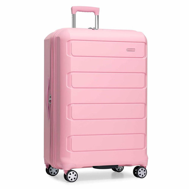 Traveler's Choice Pagosa Indestructible Hardshell Expandable Spinner Luggage, Pink, 30" Large