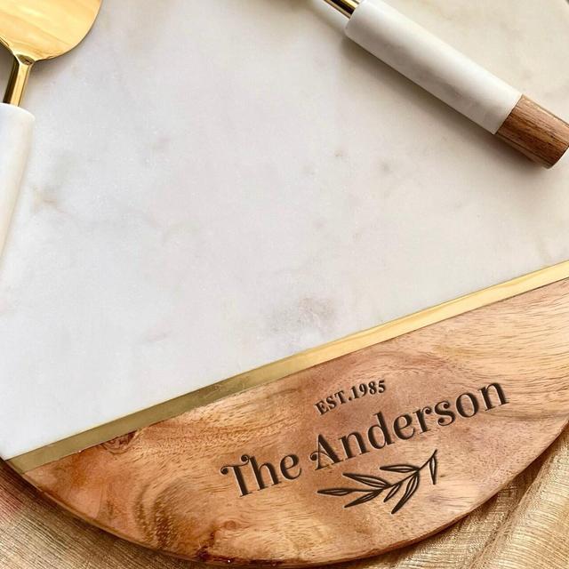 Personalized Round Charcuterie Board, Bridal Shower Gift, Wedding Engagement Gift, Birthday Gift, Thank You Gift, Custom Board with Cutlery