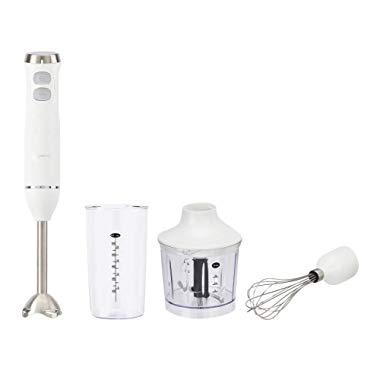 AmazonBasics Multi-Speed Immersion Hand Blender with Attachments, White