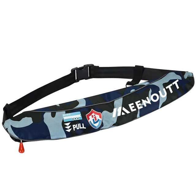 Meenoutt Automatic Inflatable Belt Pack Water Sports Jacket Waist Belt PFD for SUP Paddleboarding Fishing Boating Kayaking（fit 80-330 lbs） (Dark blue camouflage)