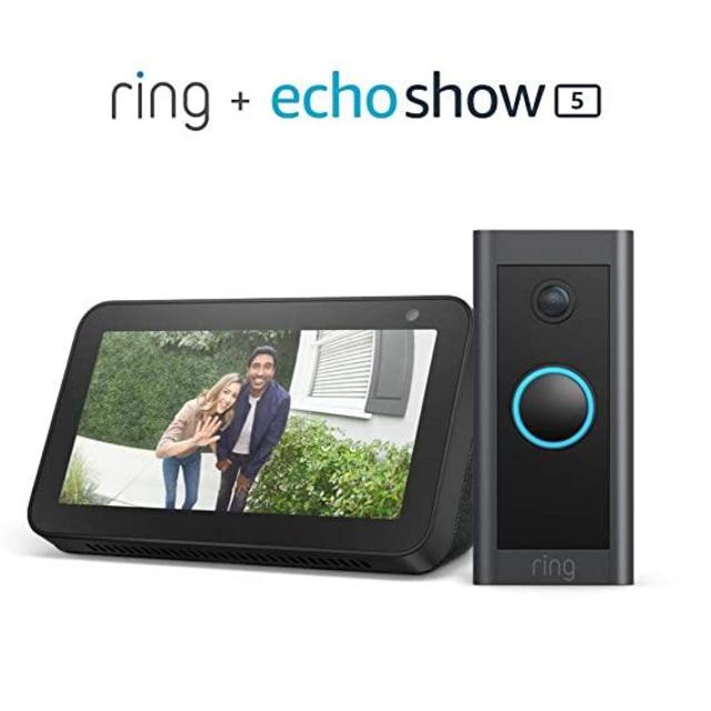 Ring Video Doorbell Wired bundle with Echo Show 5 - Black