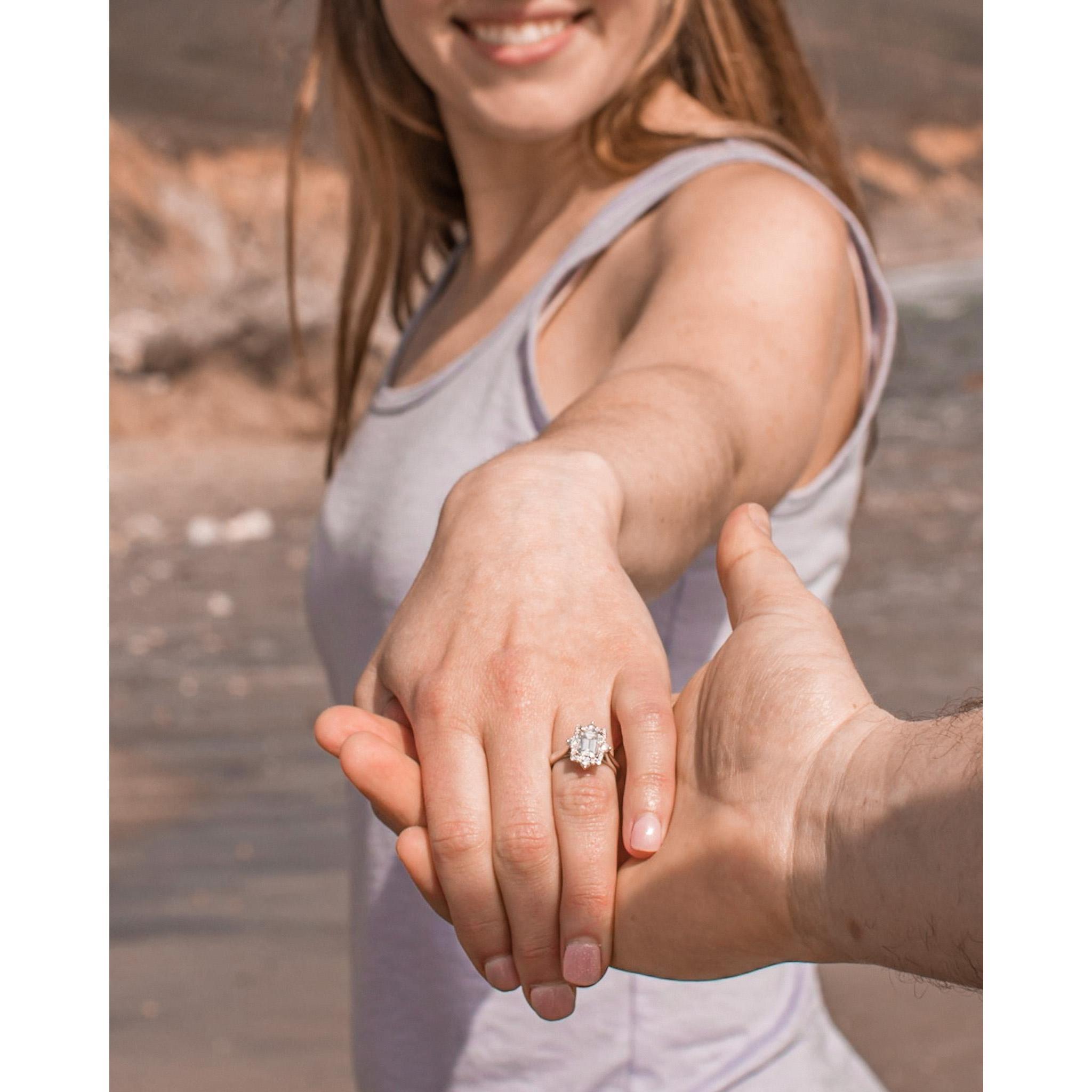 The custom designed and built ring, which almost wasn't ready in time for the proposal trip!