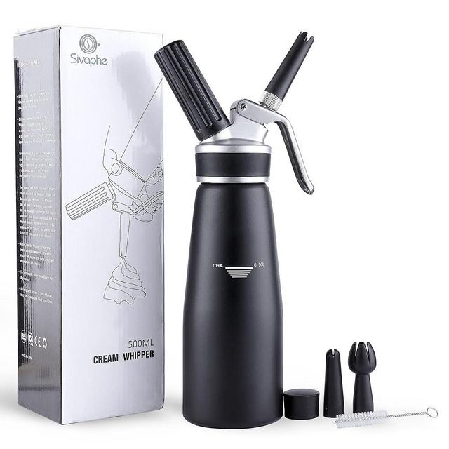 Cream Whipper Aluminum Professional Grade Canister Heavy Duty Whipped Cream Dispenser Homemade Bliss Black