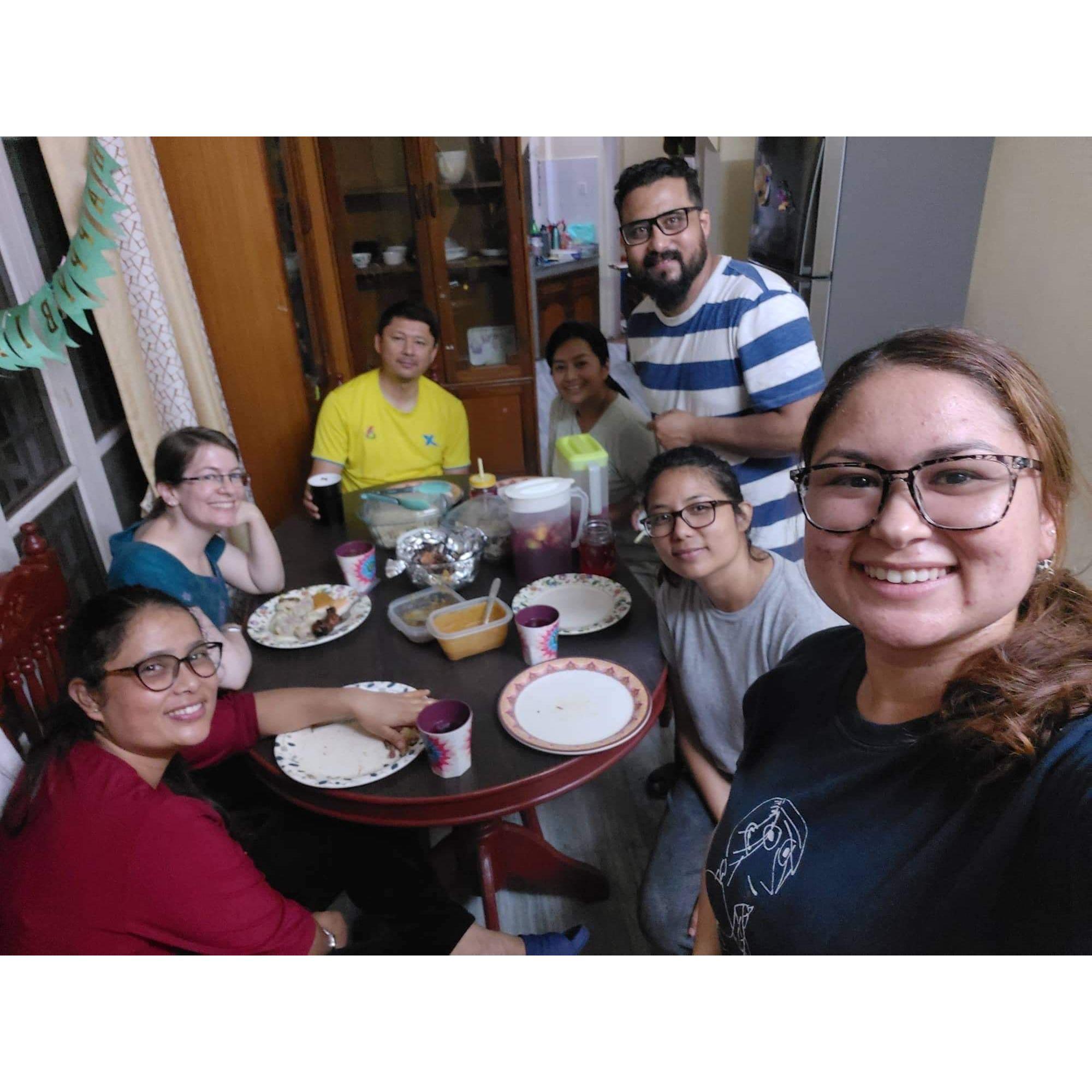 Making momos (meat dumplings) with Prakash's family