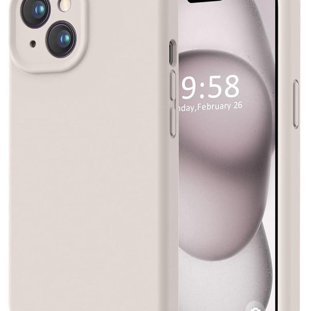 LOVE 3000 Compatible with iPhone 15 Case, [Smooth Silicone Full Coverage Camera] [8ft Drop Protection], Soft Microfiber Lining Full Body Protective Case for iPhone 15 6.1 inch - Stone