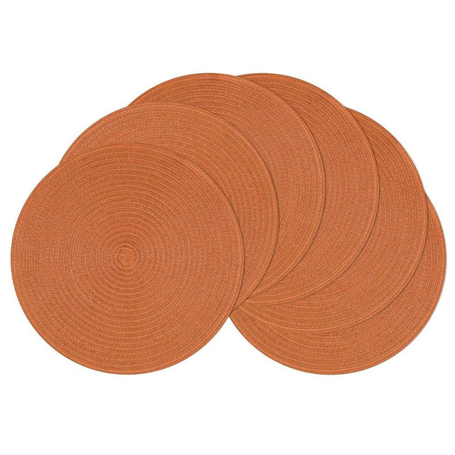 SHACOS Round Placemats Set of 6 Washable 15 inch Round Table Mats Cotton Polyester Woven Braided Place Mats for Dining Table, Dark Orange