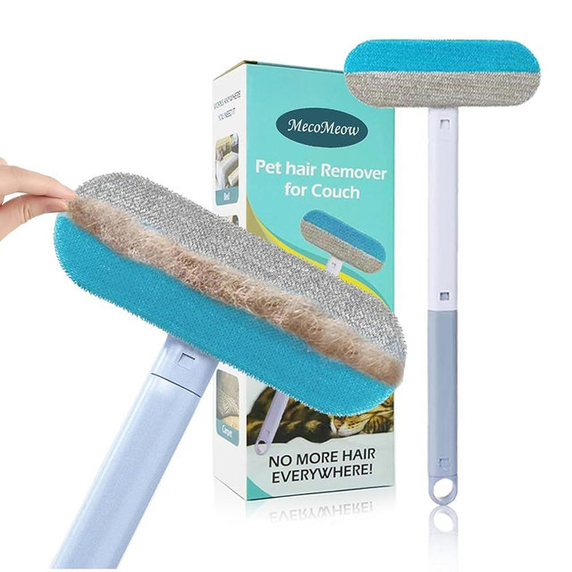 MecoMeow Pet Hair Removal Brush for Couch, Durable, Reusable, Washable Lint Cleaner for Dog and Cat Hair, Gentle on Furniture, Effective on Carpets, Clothing, Bedding