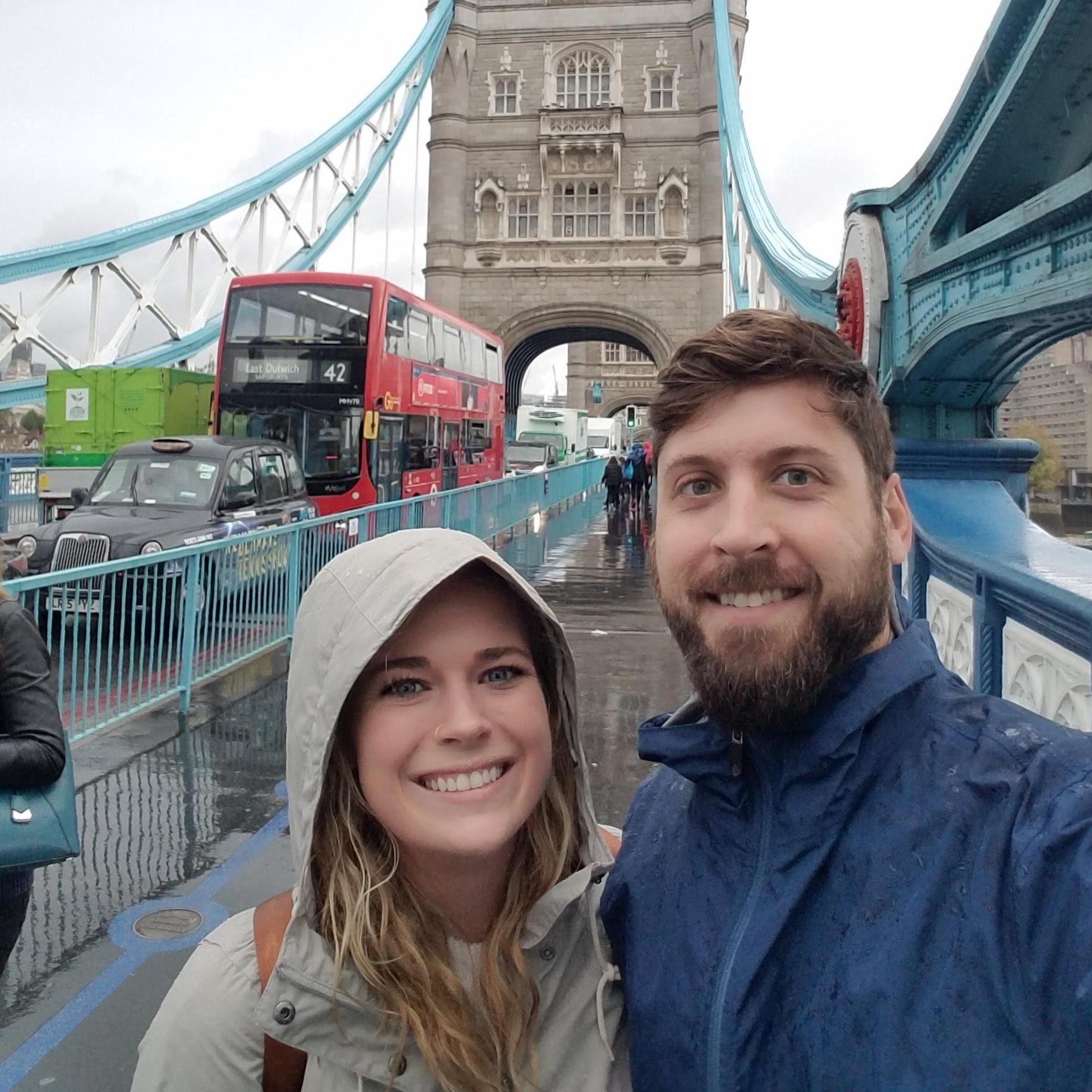 Doubledecker bus in the rain- we're so London!
