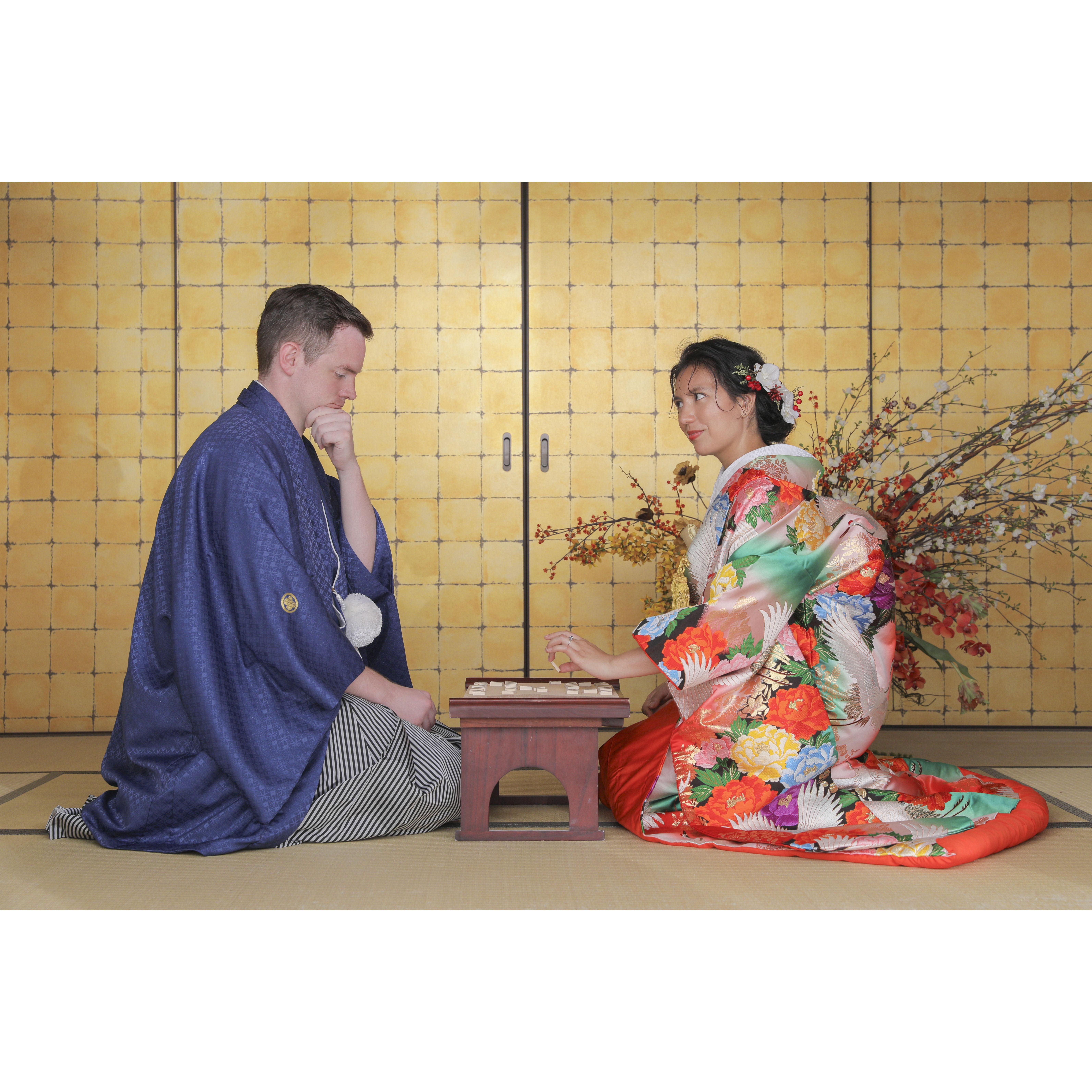 We love playing games together! Shogi is Japanese chess. We play it while enjoying coffee on days off.