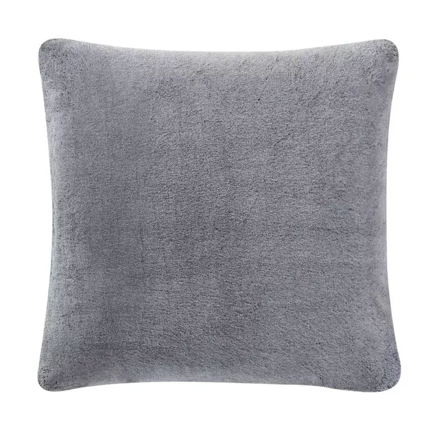 UGG® Dawson Faux Fur Square Throw Pillow in Charcoal