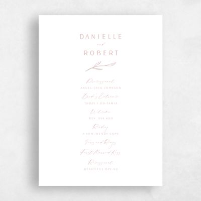Dusty Rose, Pink Wedding Program - Avila Letterpress