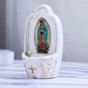KOMI Porcelain Catholic Holy Water Font Our Lady of Guadalupe Holy Water Font for Entrance of Home Church Wall Hanging Decor Gift for First Communion Confirmation Housewarming Catholic