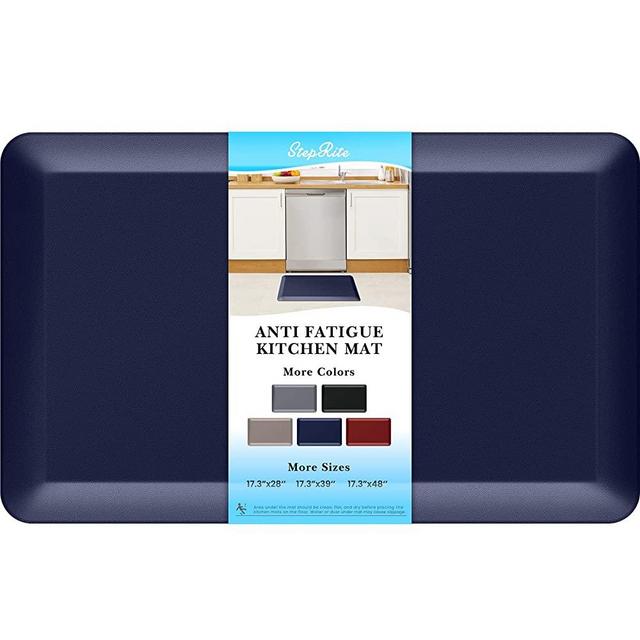 StepRite 4/5 Inch Thick Kitchen Mat Anti Fatigue Mat Kitchen Rugs Kitchen Decor Non-Slip, Stain Resistant, Waterproof Kitchen Mats Desk Mat for Kitchen, Office, Workshop, Blue, 17'' x 28''