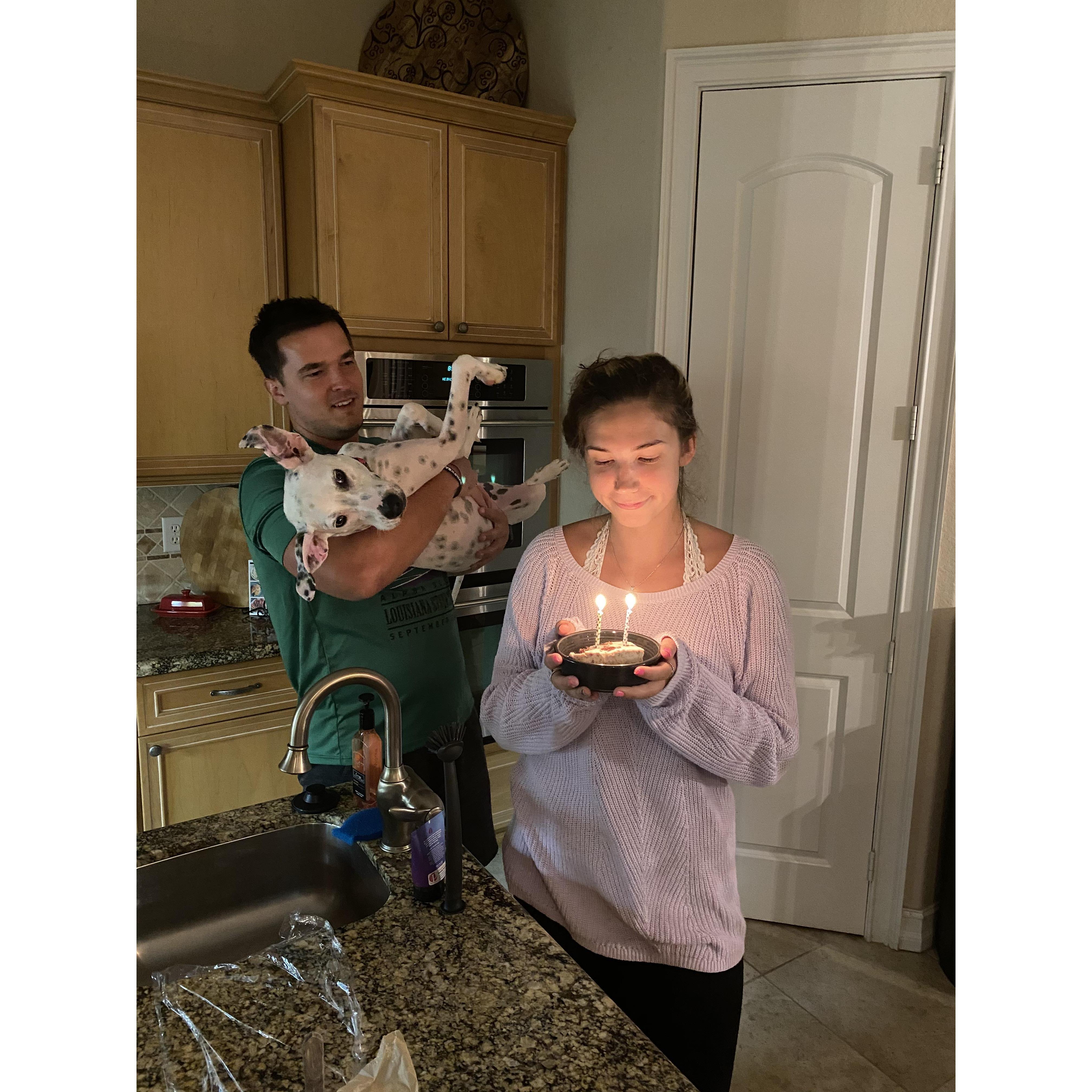 Aspen: "Mom's birthday cake looks seaux good!"