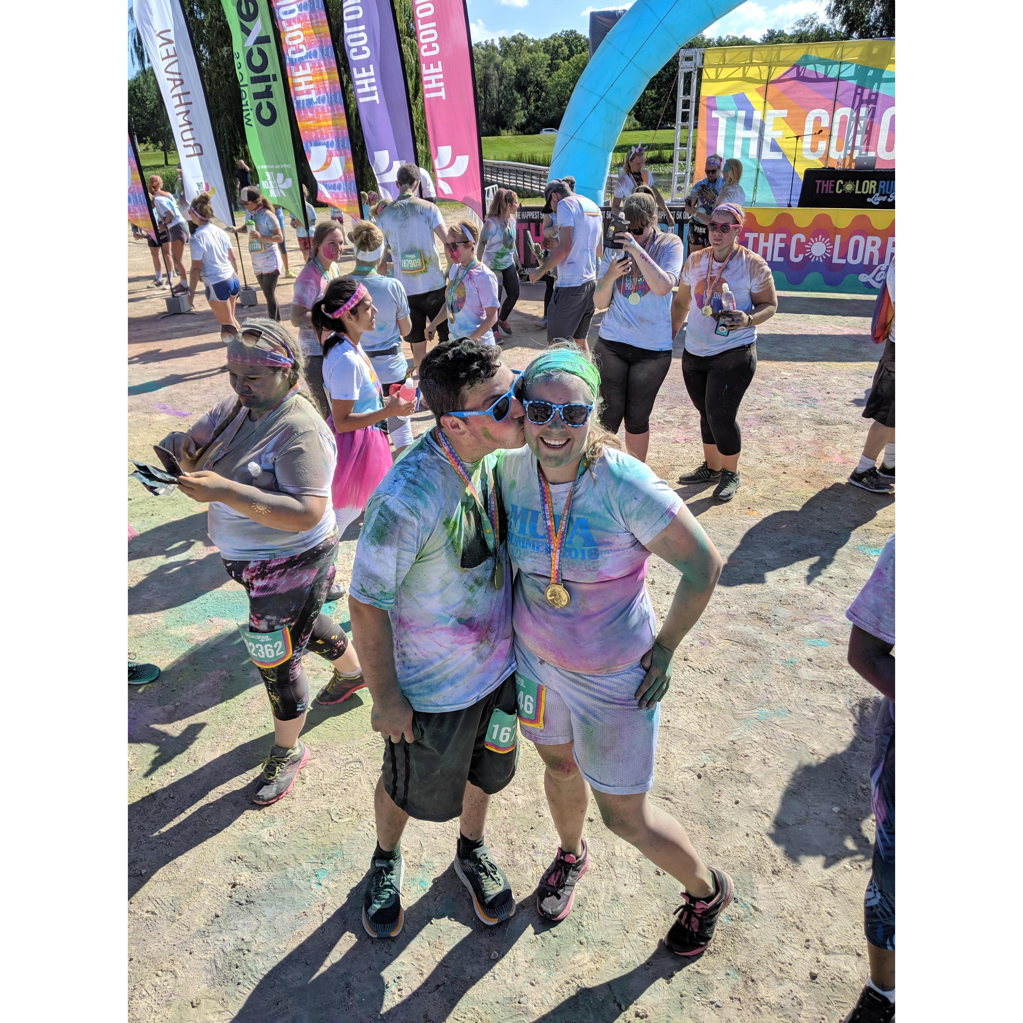 Cara and Richard at the color run in Madison