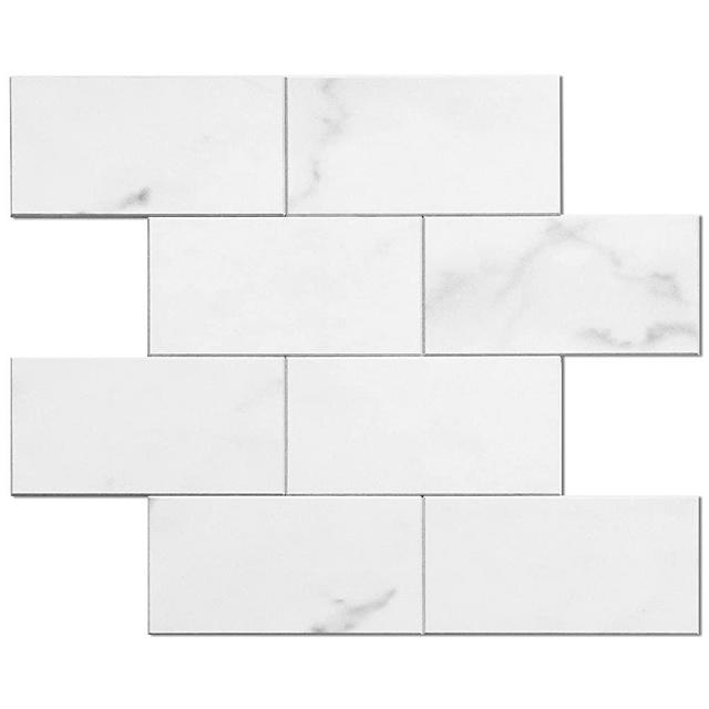 Avant Decor | 8 Tiles | Stone Composite Large White Subway | Peel and Stick Kitchen Backsplash Tiles | Stick On Wall Tiles | Easy DIY Install | 11.6” x 11.3”