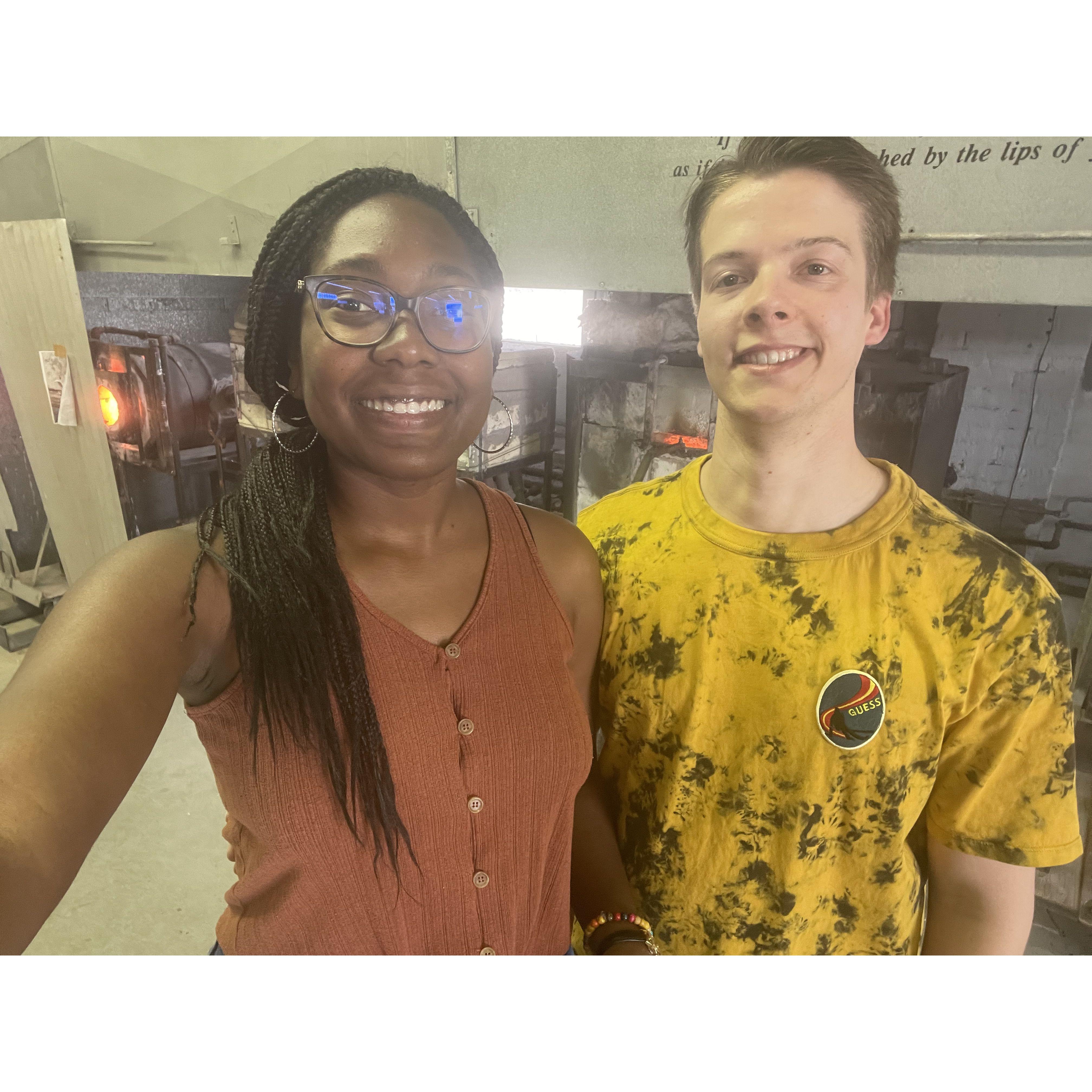 Taking a glass blowing class