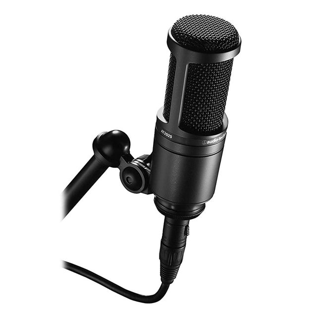 Audio-Technica AT2020 Cardioid Condenser Studio XLR Microphone, Black, Ideal for Project/Home Studio Applications