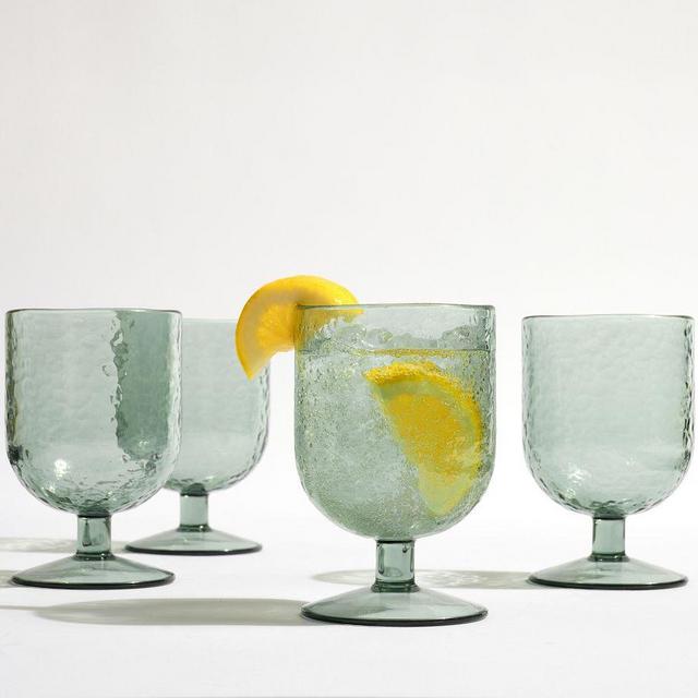 Hammered Outdoor Goblets, Set of 4 - Mist Blue