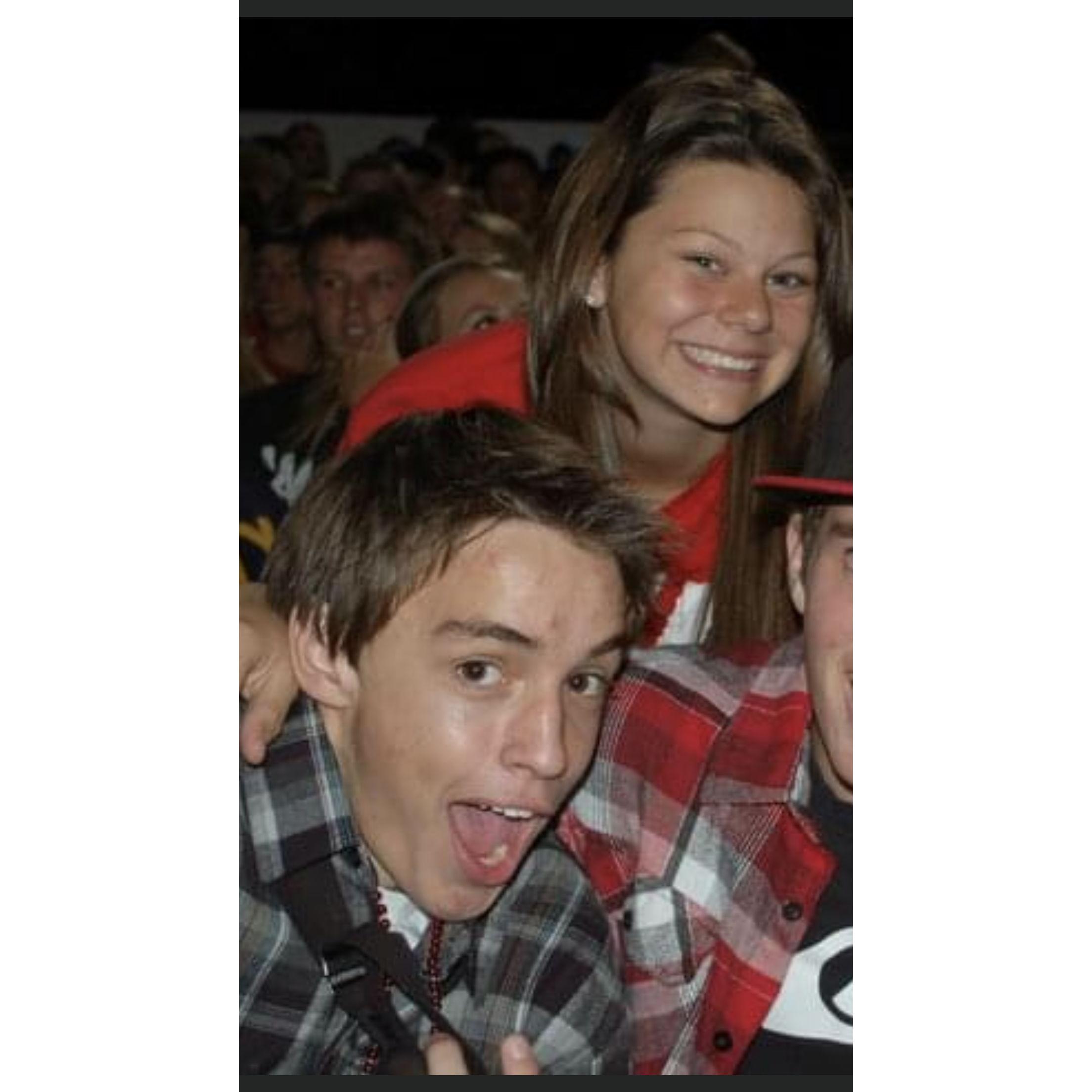 Literally one of the youngest friend photos we have together, in the stands at a football game. A rare sighting of Aaron in the crowd and not on the field because of a shoulder injury.