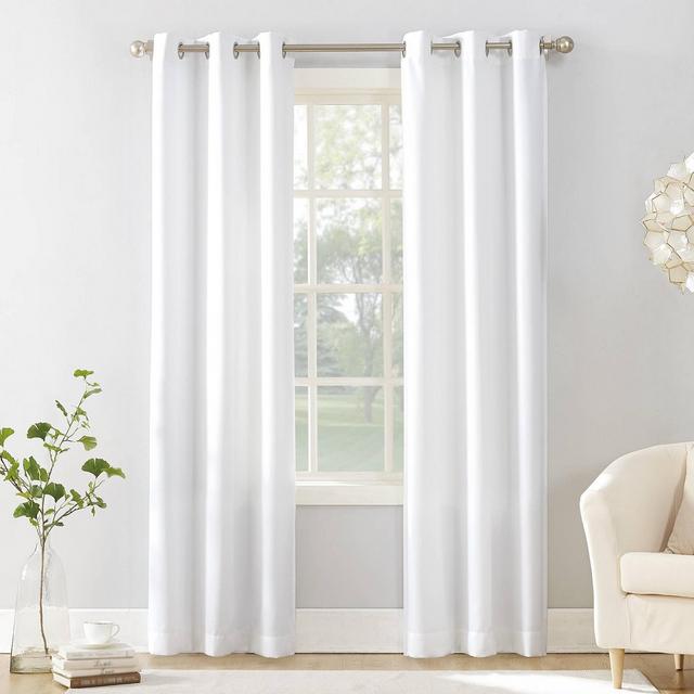 95"x40" Sora Casual Textured Light Filtering Grommet Top Curtain Panel White - No. 918