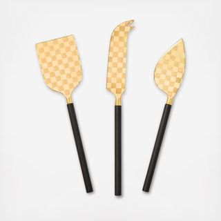 Black Check 3-Piece Cheese Knife Set