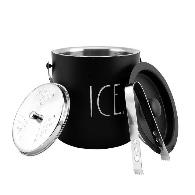 Rae Dunn Ice Bucket with Scoop - Stainless Steel Bucket with Handle, Lid and Tongs with a Water Filter - 3 Qt. Storage Bin for Ice Cubes for Bars, Parties, Backyard Barbeques, Picnics, and Camping