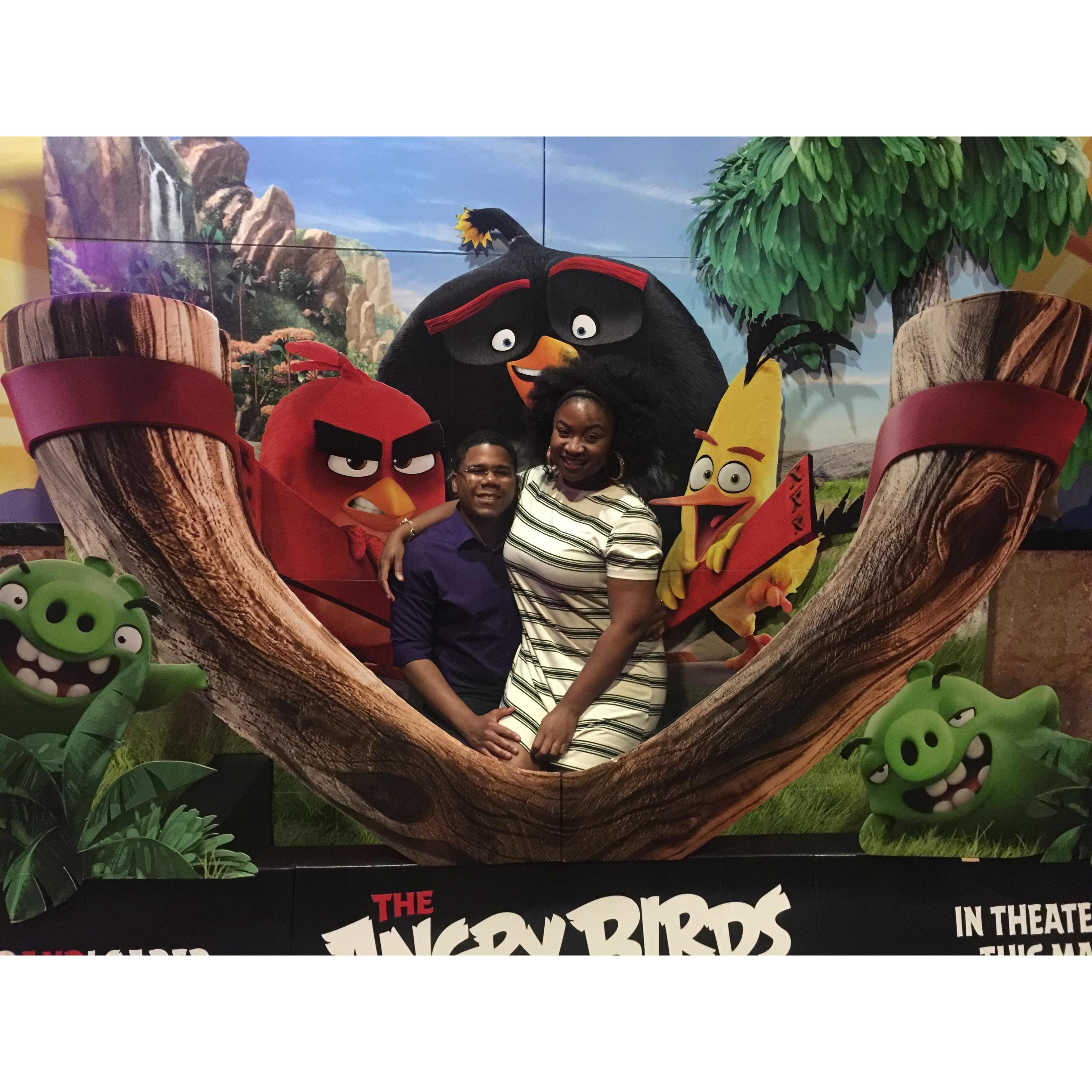 Our third date. We went to go see "Angry Birds." We were the only ones in the theater howling at all the dumb jokes in the movies.