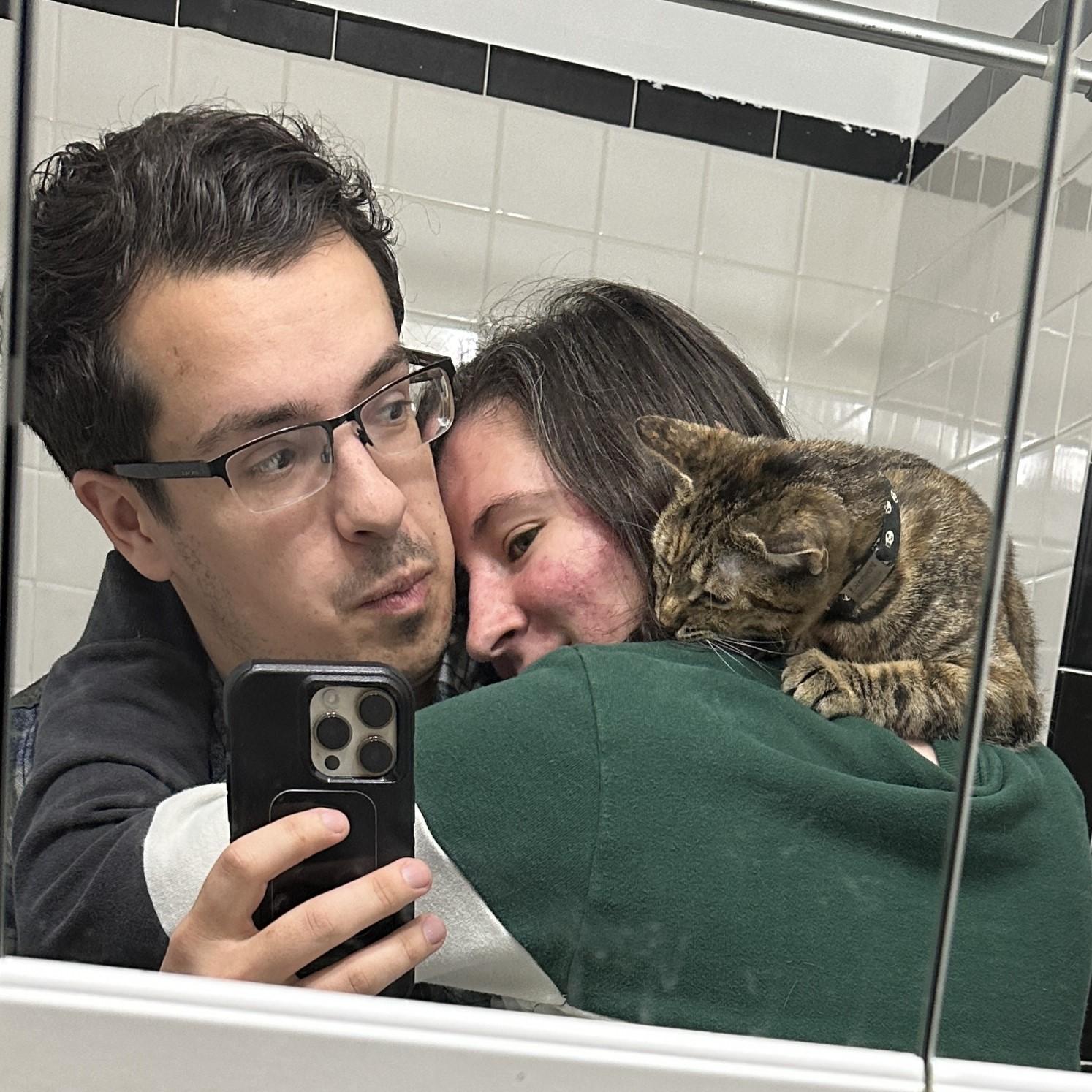 Uh oh, it's our little Hawaiian kitten Pôpoki (which means cat in Hawaiian). She's a troublemaker, but we love her anyway. We found her on Kauai and when we got home, we adopted her!