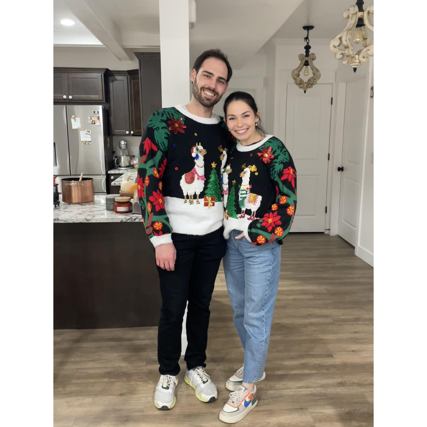 the sweaters were keeton's idea. morgan spilled the chili.