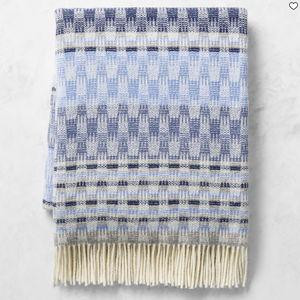 Checkered Stripe Jacquard Wool Throw