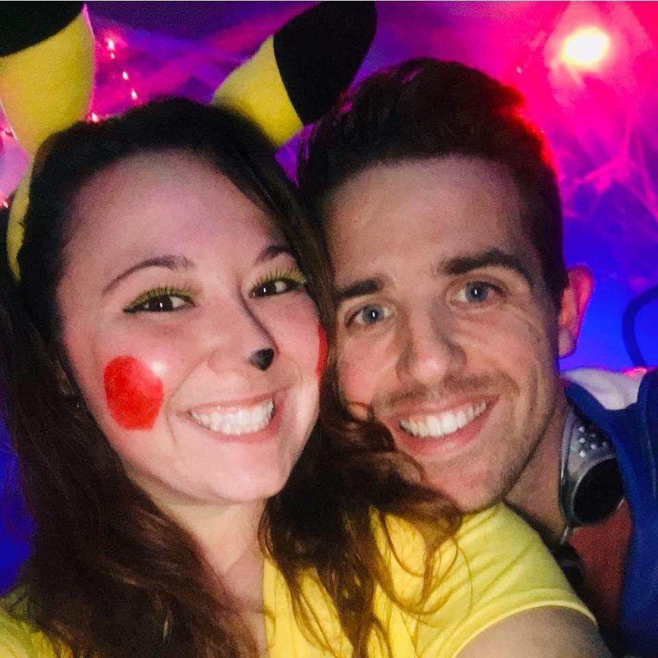 Our first Halloween together as Pikachu and a Pokemon Trainer - October 2018