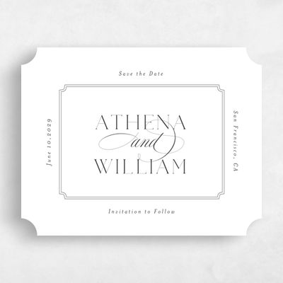 White Ticket Wedding Save the Date - Constance Landscape