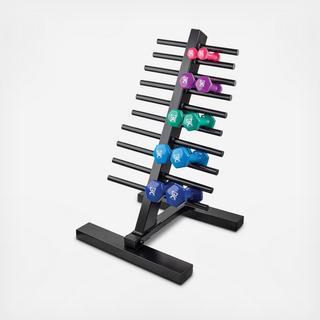 Vinyl Coated Dumbbell 10-Piece Set with Floor Rack