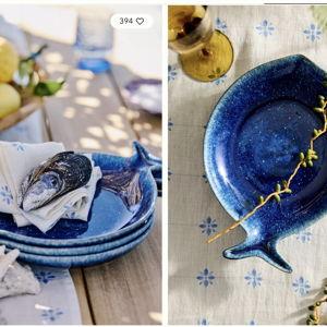 Reactive Glaze Fish Serving Platter - Sky, One Size