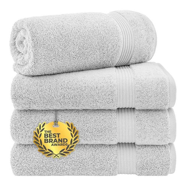 Cotton Paradise Bath Towels for Bathroom, 100% Cotton 4 Piece Turkish Bath Towel Set, Soft Plush Bath Towels Clearance Bathroom Set, Silver Grey Bath Towels