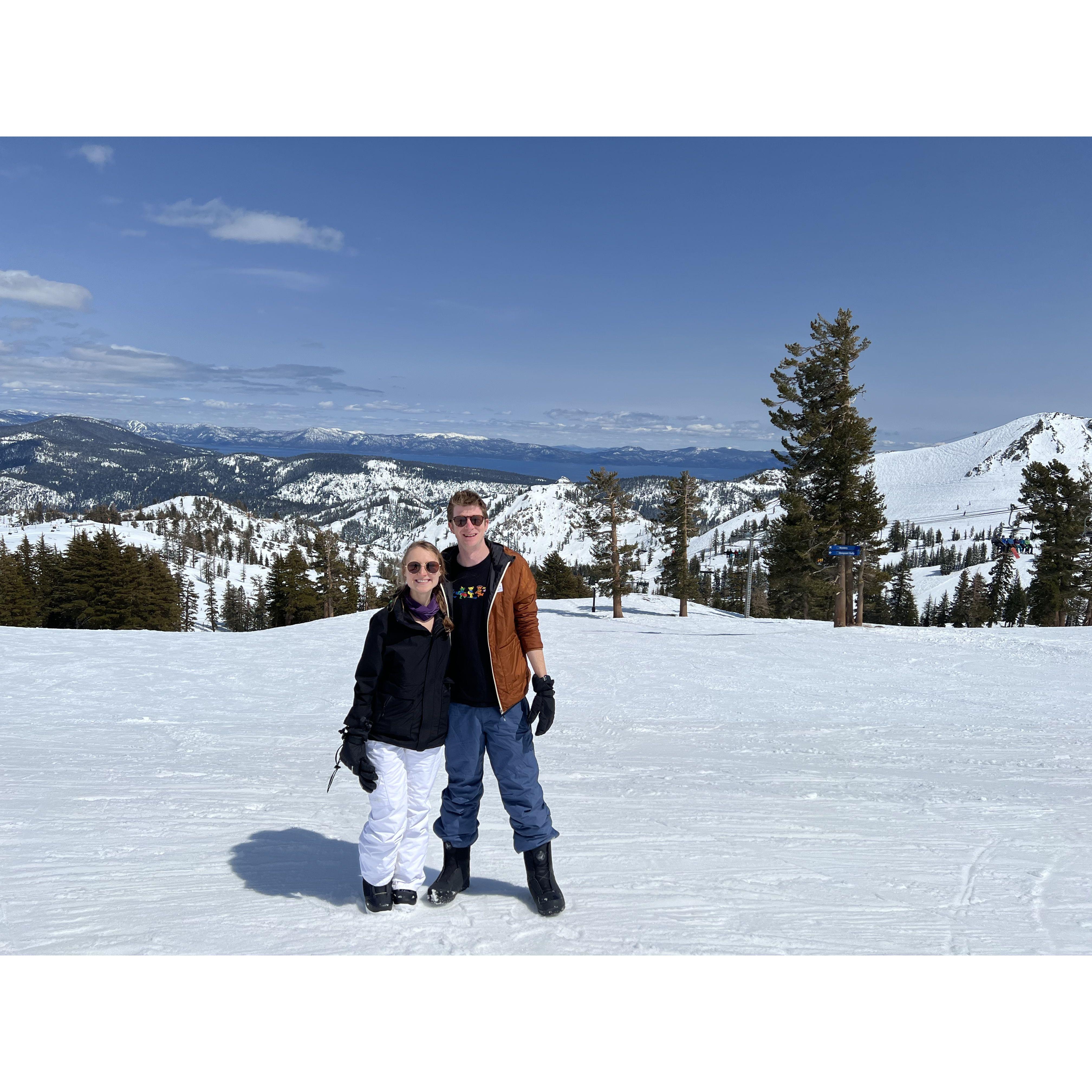 Matt taking Karolina up the slopes to teach her to snowboard. He's a good teacher and very, very patient with this woman.