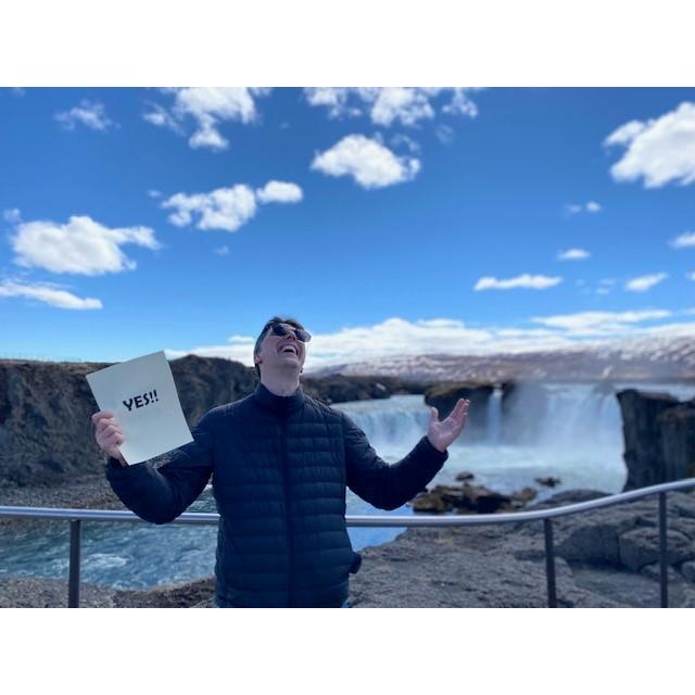 She said "Yes!!!".  Erik was ecstatic he does not need to worry about delivering proper sentences after the proposal!