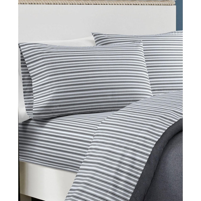 Nautica Coleridge Stripe Cotton Percale 4-Piece Sheet Set, King
