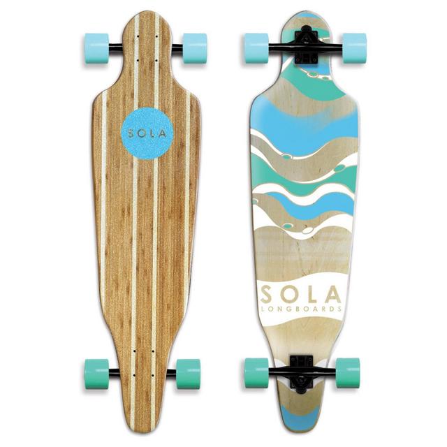 Sola Sports 38.75" Bamboo Premium Graphic Design Complete Longboard Skateboard - Wave