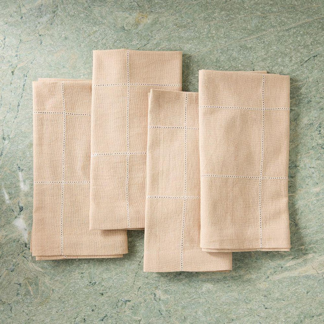 Window Pane Napkin, Camel, Set of 4
