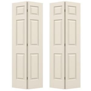 48 in. x 80 in. Colonist Primed Textured Molded Composite MDF Closet Bi-Fold Double Door