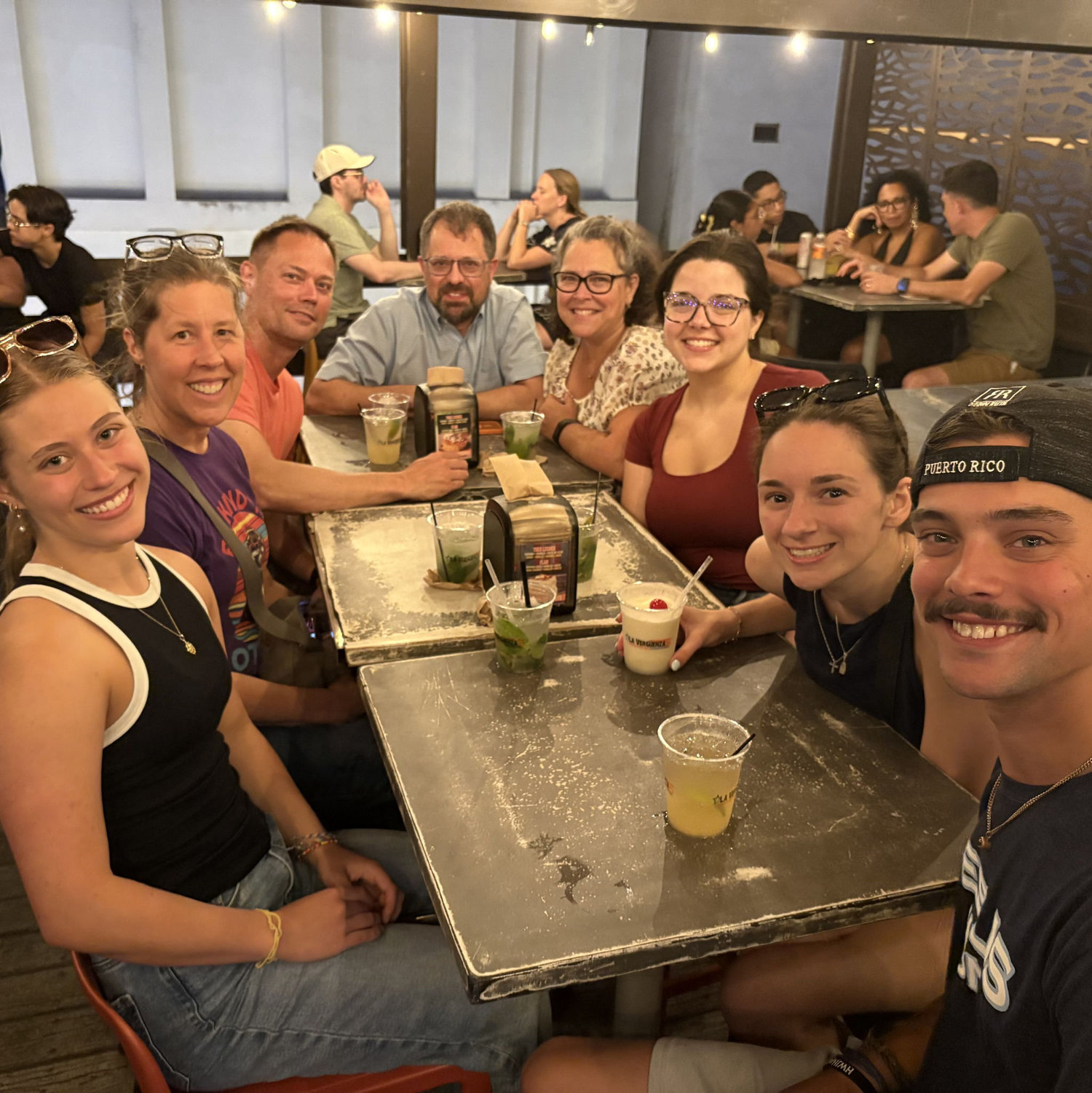 Family dinner with Amelia, Annika, Jeff, David, Deanna, Rebekah, Ash, and Ethan in Puerto Rico!