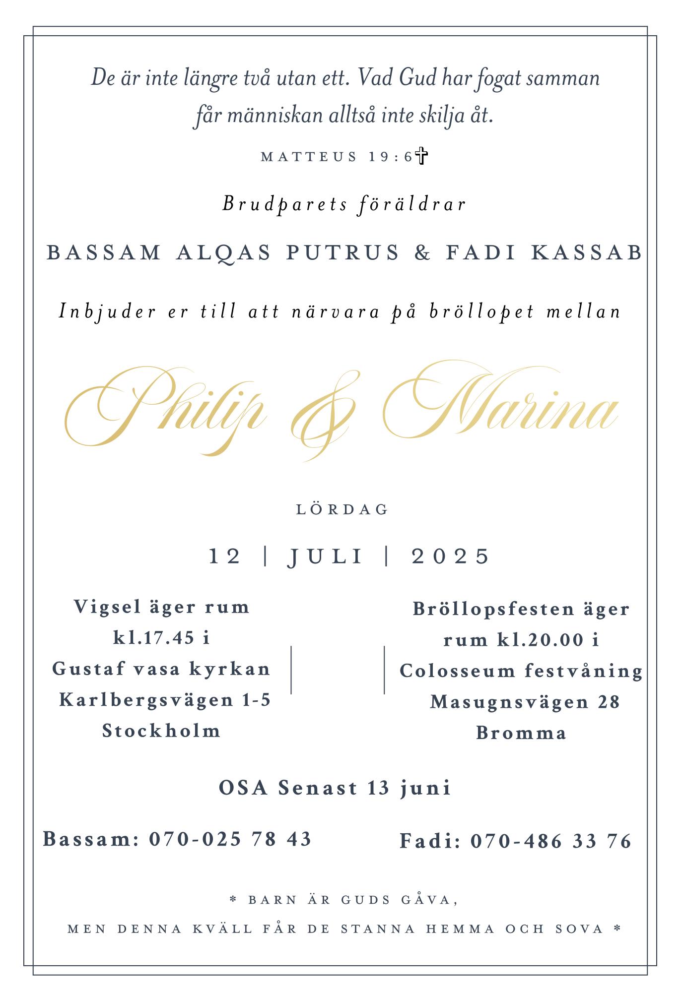 The Wedding Website of Philip Alqas Putrus and Marina Kassab